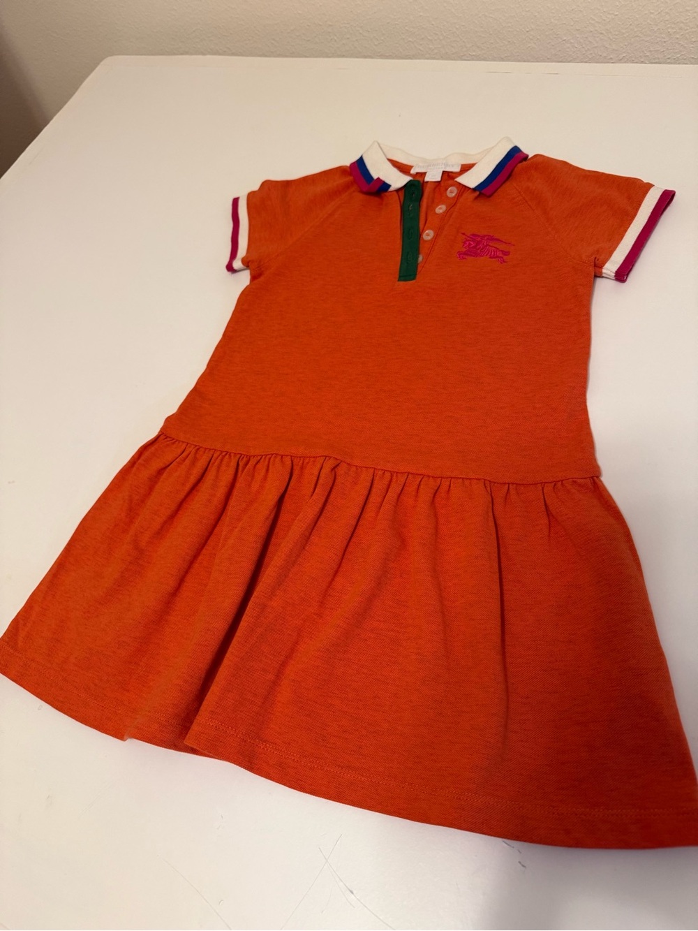 Polo by Ralph Lauren Orange Knit Polo Dress with Multicolor Trim